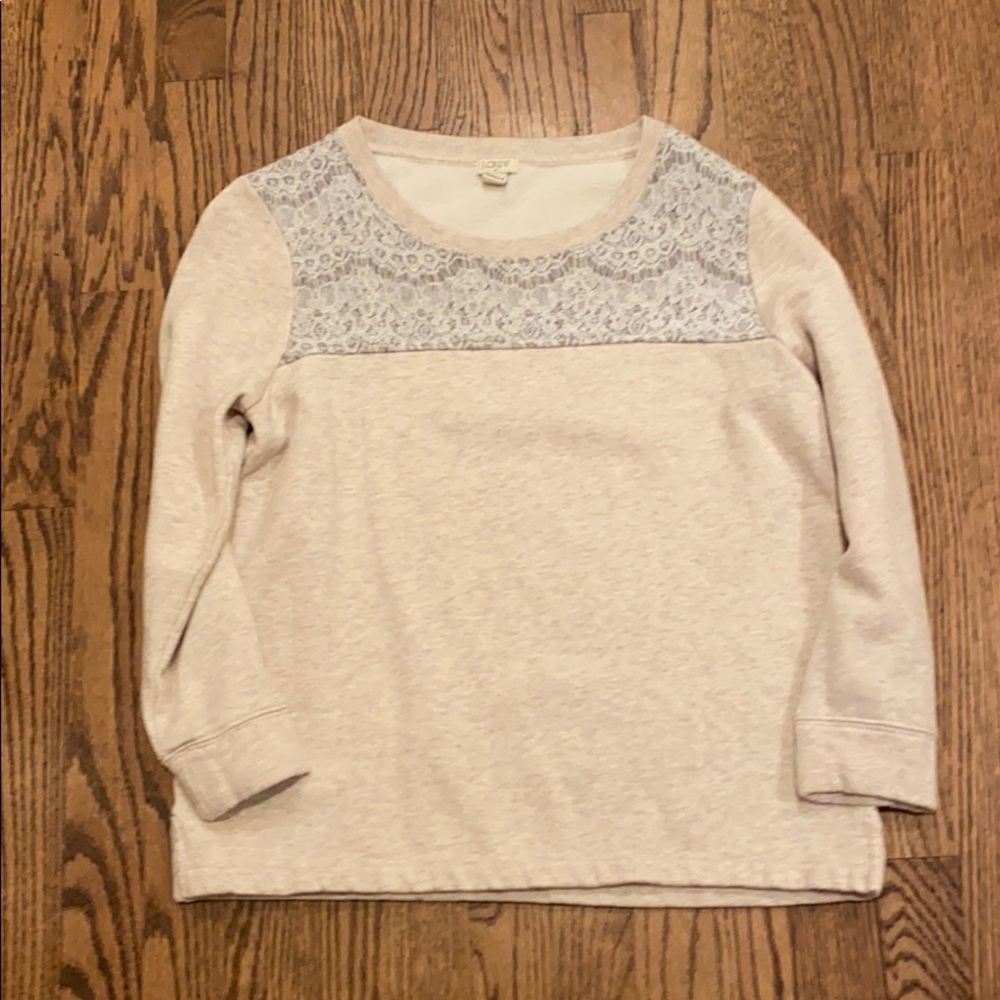 NEW J. Crew fleece lined lace sweatshirt